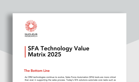 Nucleus Research: SFA Technology Value Matrix 2025