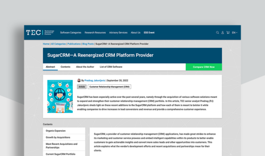 SugarCRM—A Reenergized CRM Platform Provider