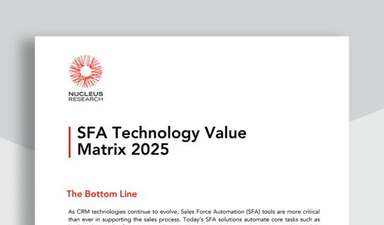 Nucleus Research: SFA Technology Value Matrix 2025