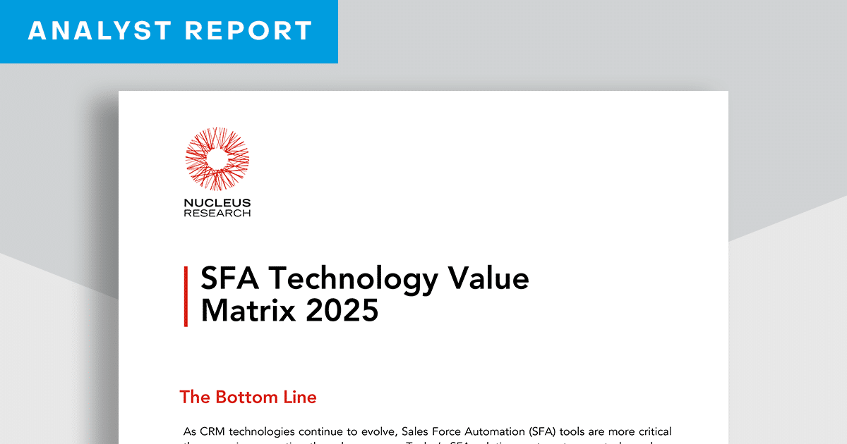 Nucleus Research: SFA Technology Value Matrix 2025 | SugarCRM UK