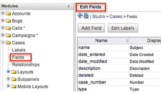 Field auditing in Sugar