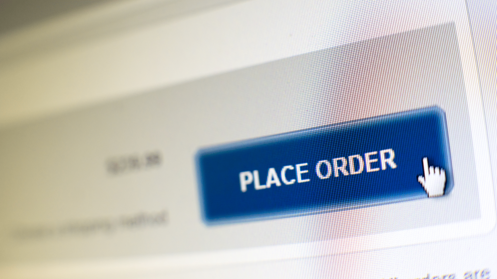 a mouse clicks on a “place order” button on an ecommerce website