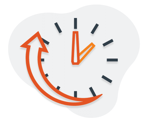 Clock with Clockwise-Pointing Arrow graphic | Rest Assured with 99.5% Uptime | SugarCloud